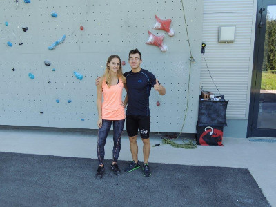 Der neue Weltmeister mit seiner Freundin Anna Brozek bei uns beim Training.